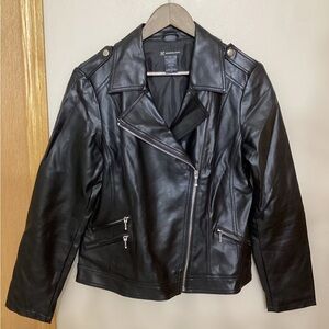 INC International Concepts Black Faux Leather Jacket